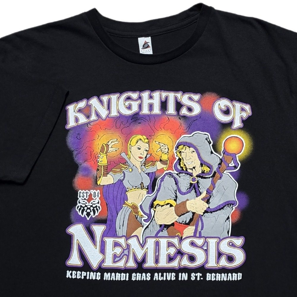 Mardi Gras Knights of Nemesis Parade Louisiana T-Shirt Mens L Double Sided Black
